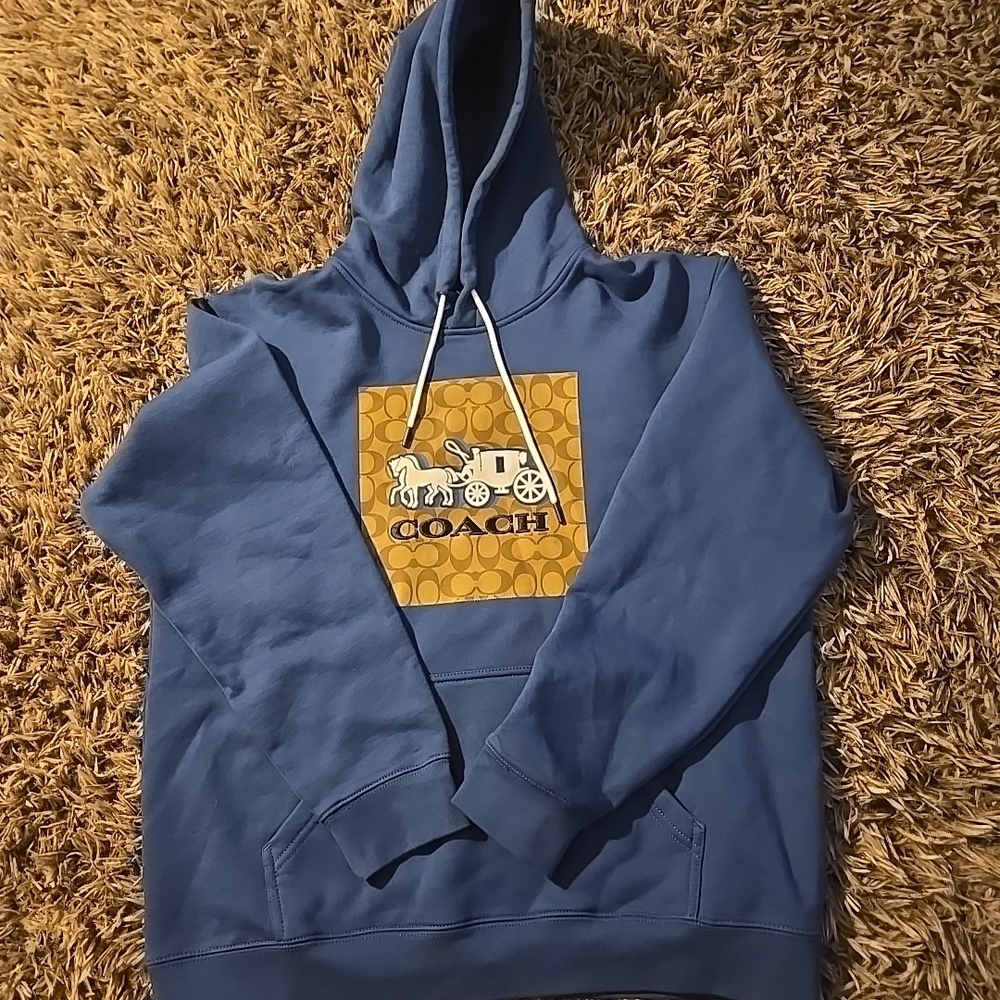 Coach Blue Hoodie with Logo Patch